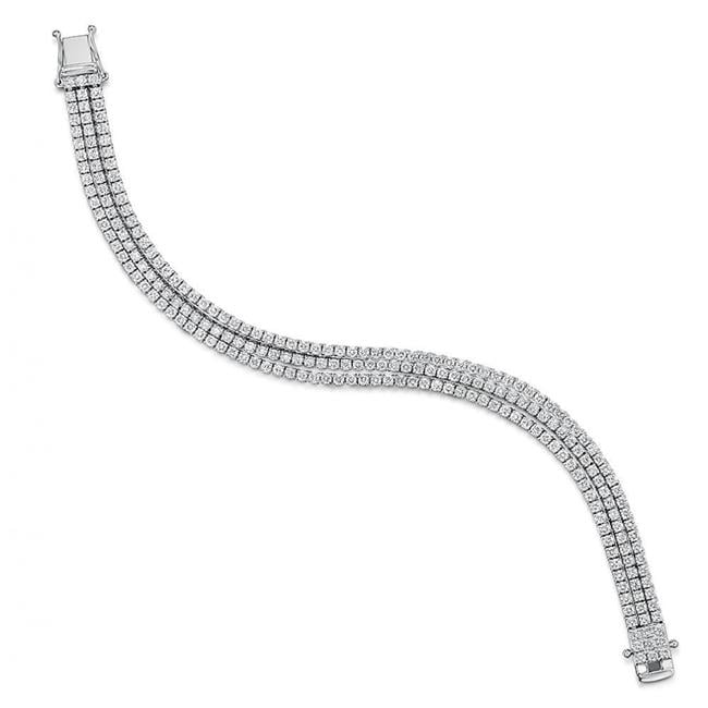 Harry Chad Enterprises 57747 Triple Row 6.60 CT Small Round Diamonds Tennis Bracelet, 14K White Gold