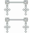 thumbnail image 6 of 14G Dangle Charm Nipple Rings for Women Rhinestone Cubic Zirconia Dangling Star Moon Nipplerings Straight Bar Cross Drop Nipple Shield Barbell Ring Fashion Body Piercing Jewelry, 6 of 7