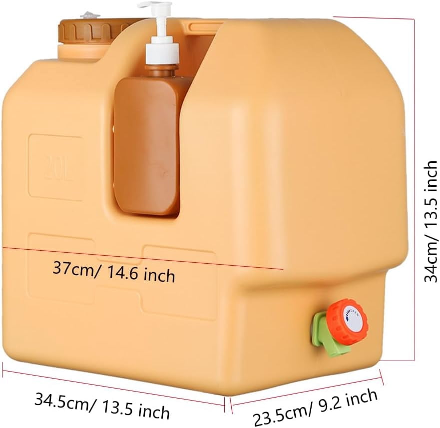 XEENSO 5 Gallon BPA-Free Extra Thick & Large Capacity Water Jug w/Spigot + Hand Sanitizer Bottle, Leak-Proof Heavy Duty Portable Container for Camping Hiking Picnic Emergency Use