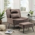 thumbnail image 3 of Andeworld Upholstered Accent Chair with Ottoman, Pillow, Grey, 3 of 7