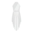 thumbnail image 3 of iiniim Girls Lyrical Dance Dress Halter Ruffles Cape Back Lace Floral Leotard Tailskirts White 10, 3 of 7