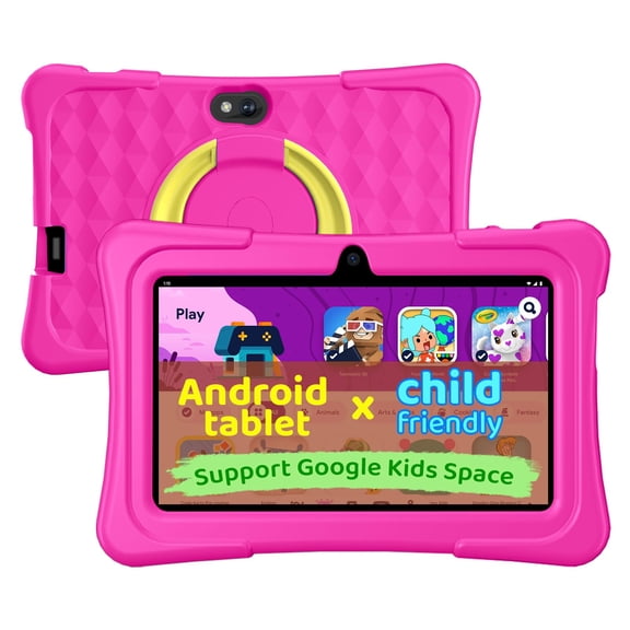 Kids Tablet, 7 inch Android 15 Tablet for Kids, 8GB 32GB 1TB Expand, Quad-Core Toddler Tablets with Shockproof Case, BT5.0, WiFi 5, Parental Control, Games, Dual Camera