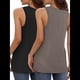 thumbnail image 3 of Paquete de 2 Camisetas Sin Mangas para Mujer, Blusas Informales Holgadas con Cuello en V para Vacaciones en la Playa. Negro y Gris Marrón XXL, 3 of 6