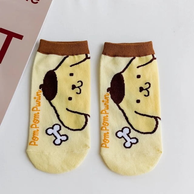 Calcetines de Hello Kitty para mujer, de la serie Sanrio, My Melody, Kuromi, Pom, Purin, de dibujos animados, de algodón, de alta calidad, 2023
