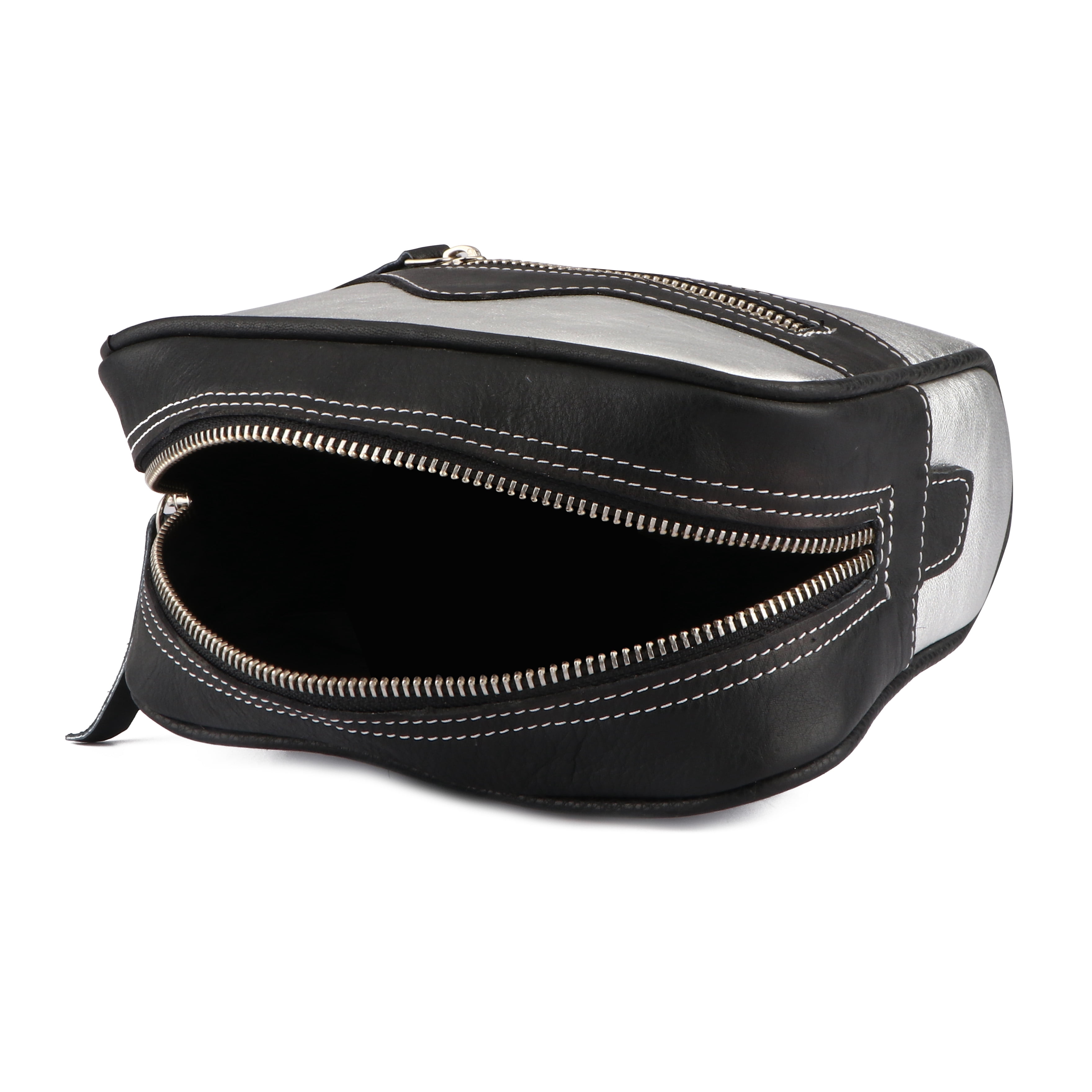Leather Waist Belt Bag Travel Pouch Fanny Pack Silver 18BT25SL