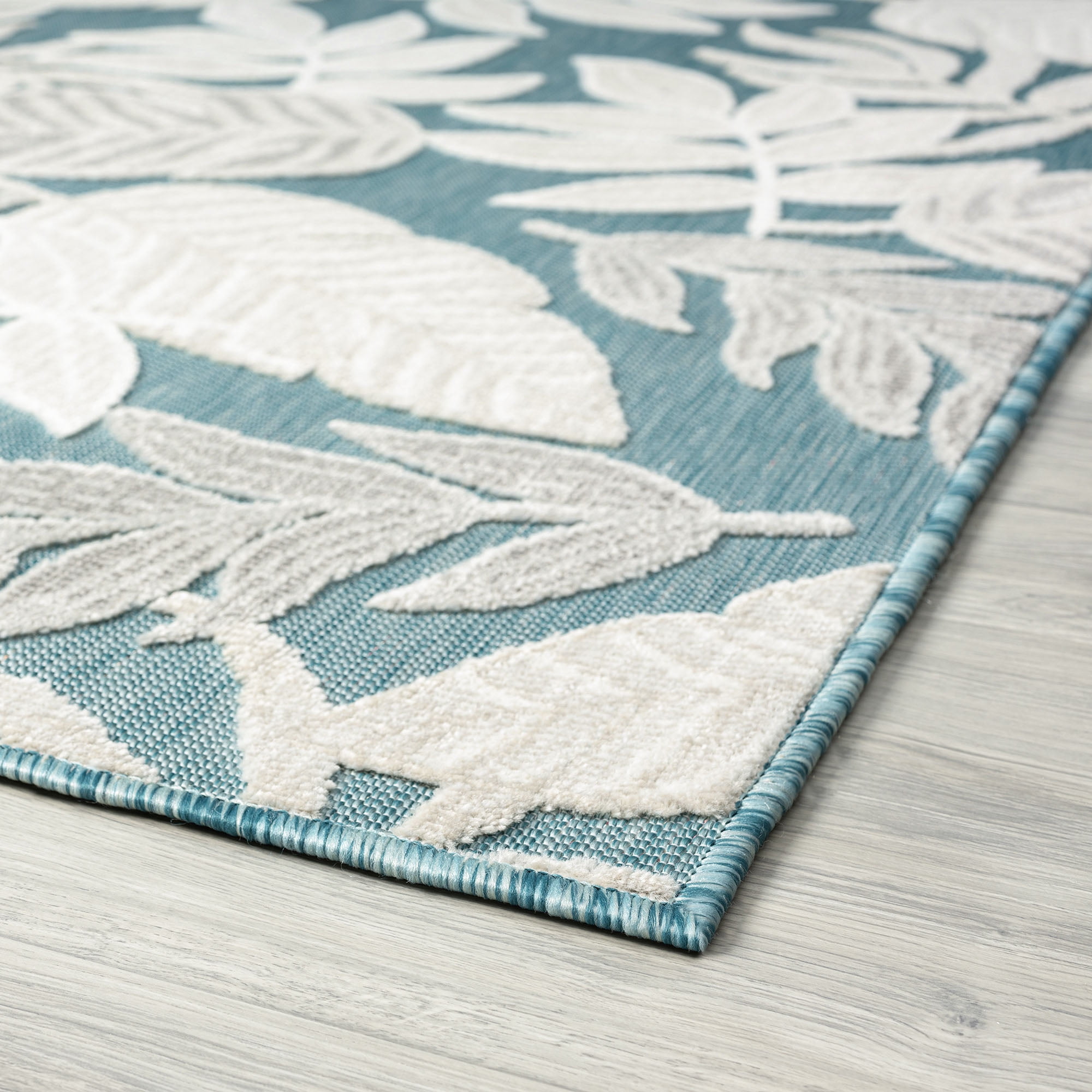 2x3 Water Resistant, Small Indoor Outdoor Rugs for Patios, Front Door Entry, Entryway, Deck, Porch, Balcony | Outside Area Rug for Patio | Aqua, Floral | Size: 1'11'' x 3'
