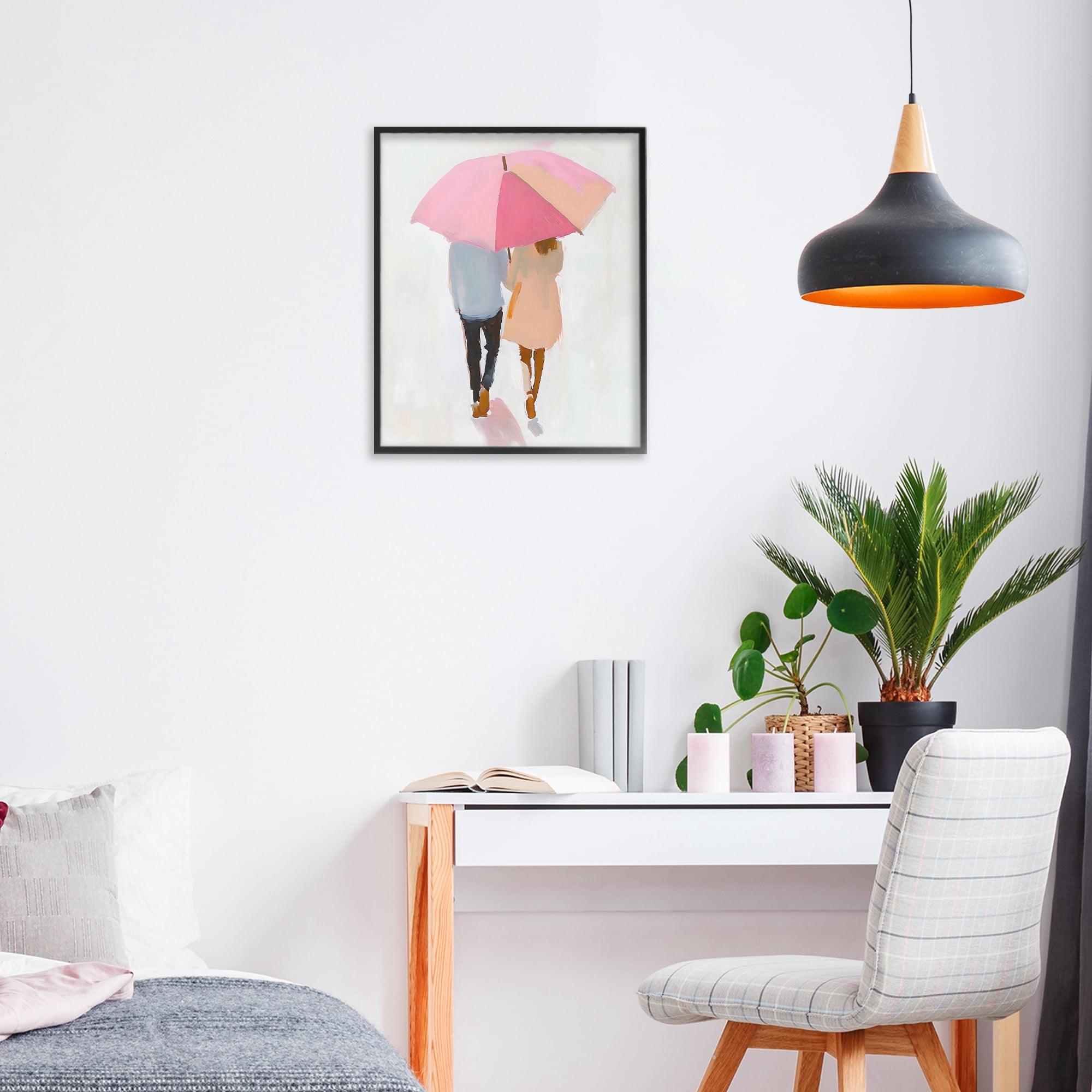 Stupell Industries Couple Stroll Under Umbrella Black Framed Giclee Art, design by The Prints Vibe
