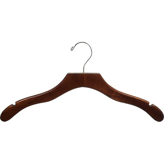 International Innovations Walnut Finish Wavy Suit Hanger with Chrome Hardware (Case of 25)