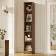 thumbnail image 3 of Tribesigns 70.9-Inch Solid Wood Bookshelf, 5-Tier Tall Narrow Corner Bookcase for Home Office, Bedroom, Small Spaces, Brown (2), 3 of 5