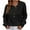 Black, variant on Fesfesfes Women Sweaters Casual V-Neck Buttons Solid Color Long Sleeve Tops Blouse