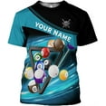 thumbnail image 5 of Personalized 3D Billiard Shirt Custom Name Men Women Team Apparel Pool 8 Ball Flag Tshirt Billiards Shirts Gift (Blue, 3XL), 5 of 8