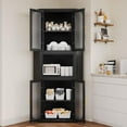 thumbnail image 7 of Corner Cabinet, Corner Pantry Storage Cabinets with 4 Doors and 5 Shelves, Tall Metal Cabinet for Kitchen, Bathroom, Dining Room, Living Room, Laundry (Black), 7 of 7