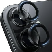 Entronix Metal Camera Lens Cover for iPhone 16, HD Tempered Glass Lens Protector, Black