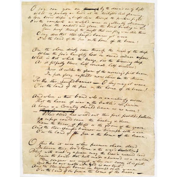 Star Spangled Banner, 1814. /Nfrancis Scott Key'S Handwritten Manuscript Of The Star Spangled Banner, 1814. Poster Print by  (18 x 24)