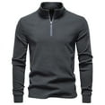 thumbnail image 4 of GuangCheng George Mens Half Zip Pullover Sweatshirts,Casual Athletic Tops,Comfort,Stretch Fit,Warm Skinny Tops,Dark Gray,Size XL, 4 of 5
