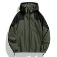 thumbnail image 2 of Windbreaker Jacket Men's Zip Front Windbreaker Jacket Long Sleeved Hooded Zipper Drawstring Pocket Outdoor Jacket Coat Army Green M, 2 of 3