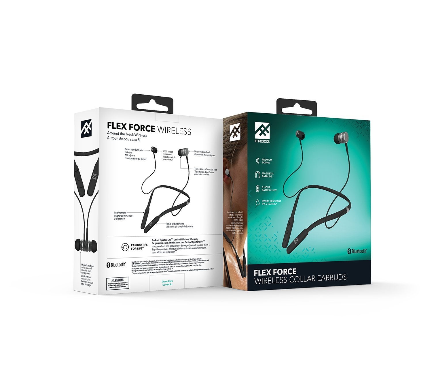 iFrogz Audio Flex Force Wireless Bluetooth Neckband Earbuds - White