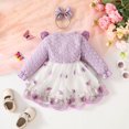 thumbnail image 4 of GYRATEDREAM Infant Baby Girl Party Tulle Dress Toddler Ruffle Long Sleeve Butterfly Print Bow Dress with Headband Kids Cute Spring Summer Fall Birthday Princess Dress Clothes Purple for 6M-3T, 4 of 8