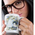 thumbnail image 2 of 3dRose, Modern Vector Art Muted Blues And Tans Flowers Asian Floral and Geisha Girl Woman, 11oz Mug, 2 of 7