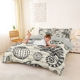 thumbnail image 2 of Metsweet Wildlife Lizard Duvet Cover King, Vintage Cactus Stripes King Bedding, Black White Gray,Grey Reversible,3 Pieces,1 Duvet Cover and 2 Pillowcases, 2 of 6