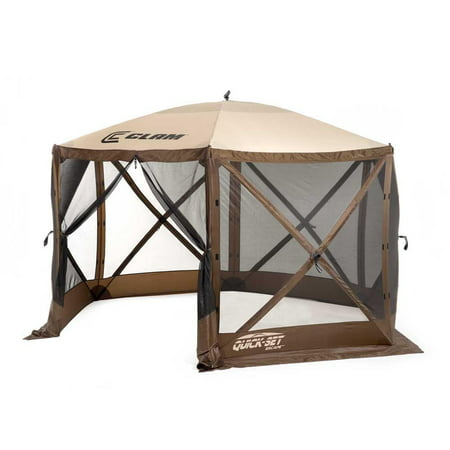 Escape™ Screen Shelter - 6 side - Brown/Tan Roof/Black Mesh - w/ Wind Panel