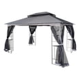 thumbnail image 3 of Perfect Garden 13 x 10 ft Outdoor Patio Metal Gazebo Canopy Tent with Ventilated Double Roof and Mosquito Net, Gray, 3 of 6