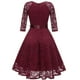 thumbnail image 4 of Vestido de encaje de manga larga sexy con cuello en V y temperamento vintage para mujer Fridja  nbo4374, 4 of 5