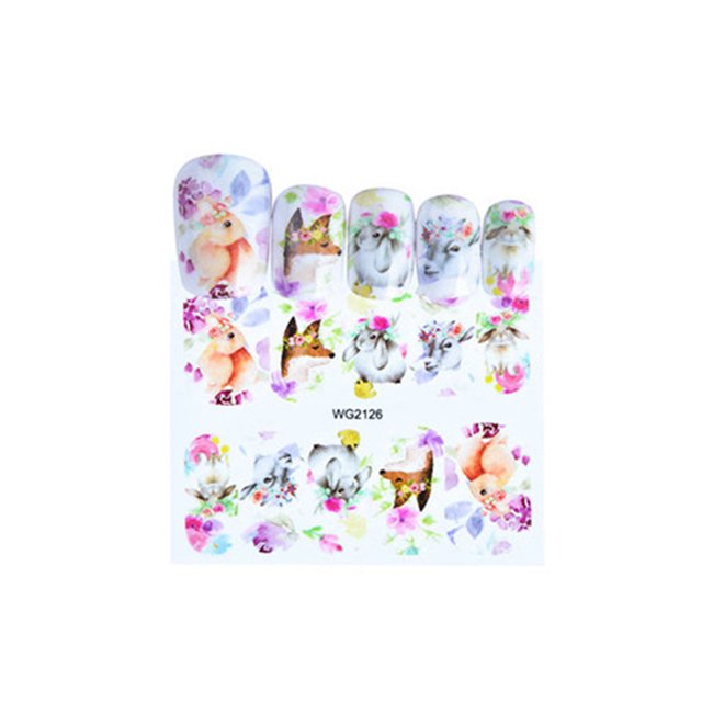 kurtrusly Mixed Designs Watermark Decals Water Transfer Nail Art Sticker DIY Fingernail Wrap Paster