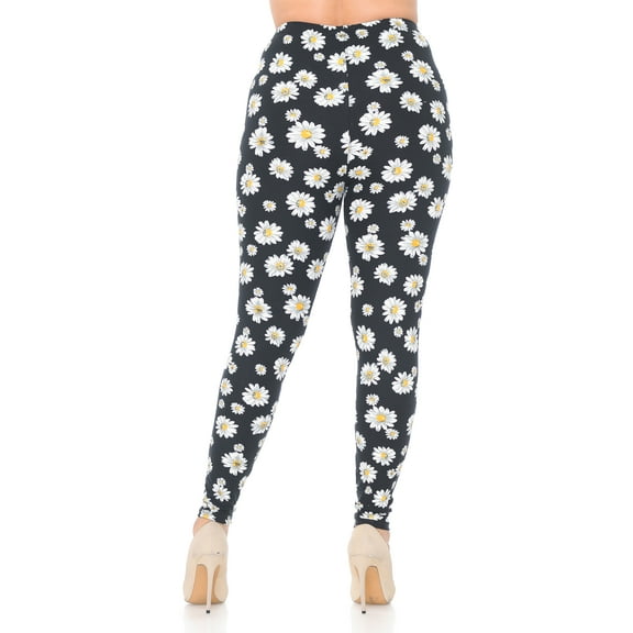 Buttery Soft Daisy Plus Size Leggings (One Size Plus,Black)