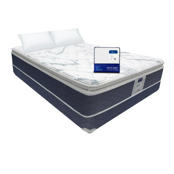 Colchón con box Matrimonial Restonic Master más 2 almohadas más cubre colchón Cell