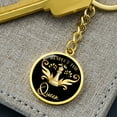 thumbnail image 6 of Chess Fan Respect The Queen Keychain Stainless Steel or 18k Gold Circle Pendant, 6 of 16