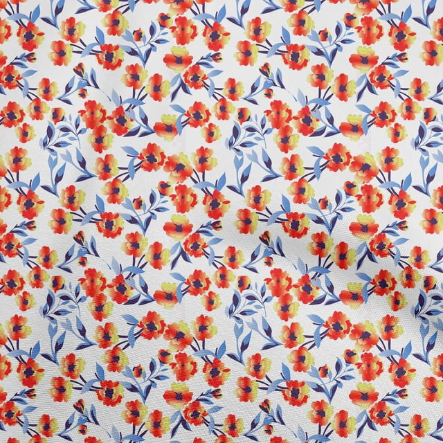 oneOone Velvet Orange Fabric Floral Sewing Craft Projects Fabric Prints By Yard 58 Inch Wide