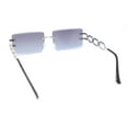 thumbnail image 4 of Luxury Jewel Large Chain Link Arm Rimless Rectangle Designer Sunglasses Silver - Purple Pink, 4 of 4