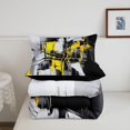 thumbnail image 5 of Homewish Yellow Aesthetic Patchwork Full Size Comforter Sets,Geometric Abstract Bedding Comforter Set,Black Reversible,3pcs,1 Comforter and 2 Pillowcases, 5 of 7