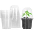 thumbnail image 1 of shiyou-Clear Plant Nursery Pots with Humidity Dome 4" Soft Transparent Plastic Gardening Pot Planting Containers Cups Planter Small Starter Seed Starting Trays for Seedling with 10pcs Plant Labels, 1 of 4