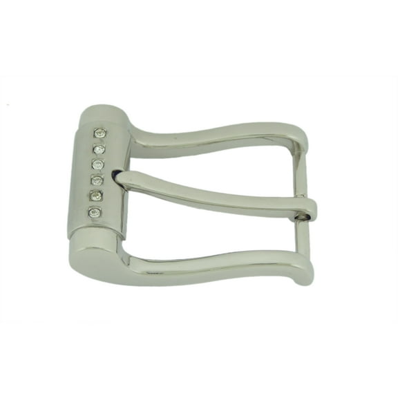 1 1/4" (33 mm) Single Prong Belt Buckle Rhinestones Silver Chrome Horseshoe Style Western Cowgirl