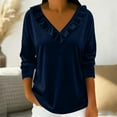thumbnail image 2 of BLVB Women's Velvet Tops Long Sleeve Ruffle V Neck Blouse Spring Fall Trendy Party Holiday Shirts, 2 of 6