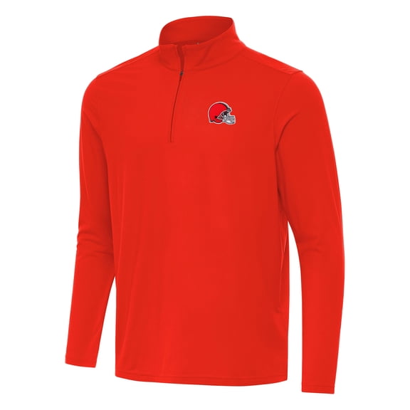 Men's Antigua Orange Cleveland Browns Intent Quarter-Zip Pullover Top