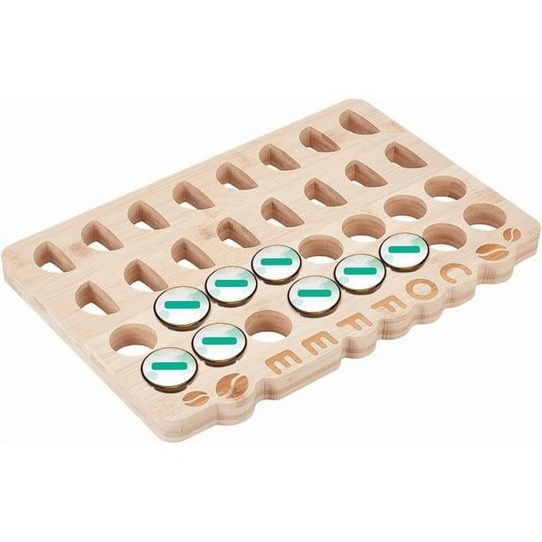 Bandeja de madera para cápsulas de café, capacidad para 32 cápsulas, 42 x 28 x 2,5 cm. Organizador de cápsulas de café para cocina y hogar.