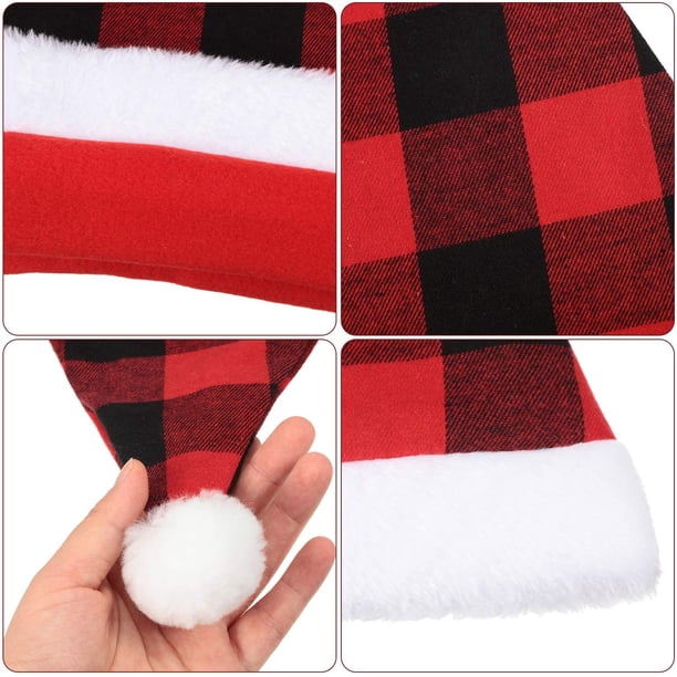 3 Pieces Christmas Plaid Santa Hat and 3 Pieces Plaid Scarfs Hiwooii 3 Pcs Christmas Plaid Santa Hat and 3 Pcs Plaid  main image 2