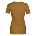 thumbnail image 4 of Women V Neck Ribbed Fitted Tight Tshirt Short Sleeve Shirt Basic Knit Top, 4 of 5
