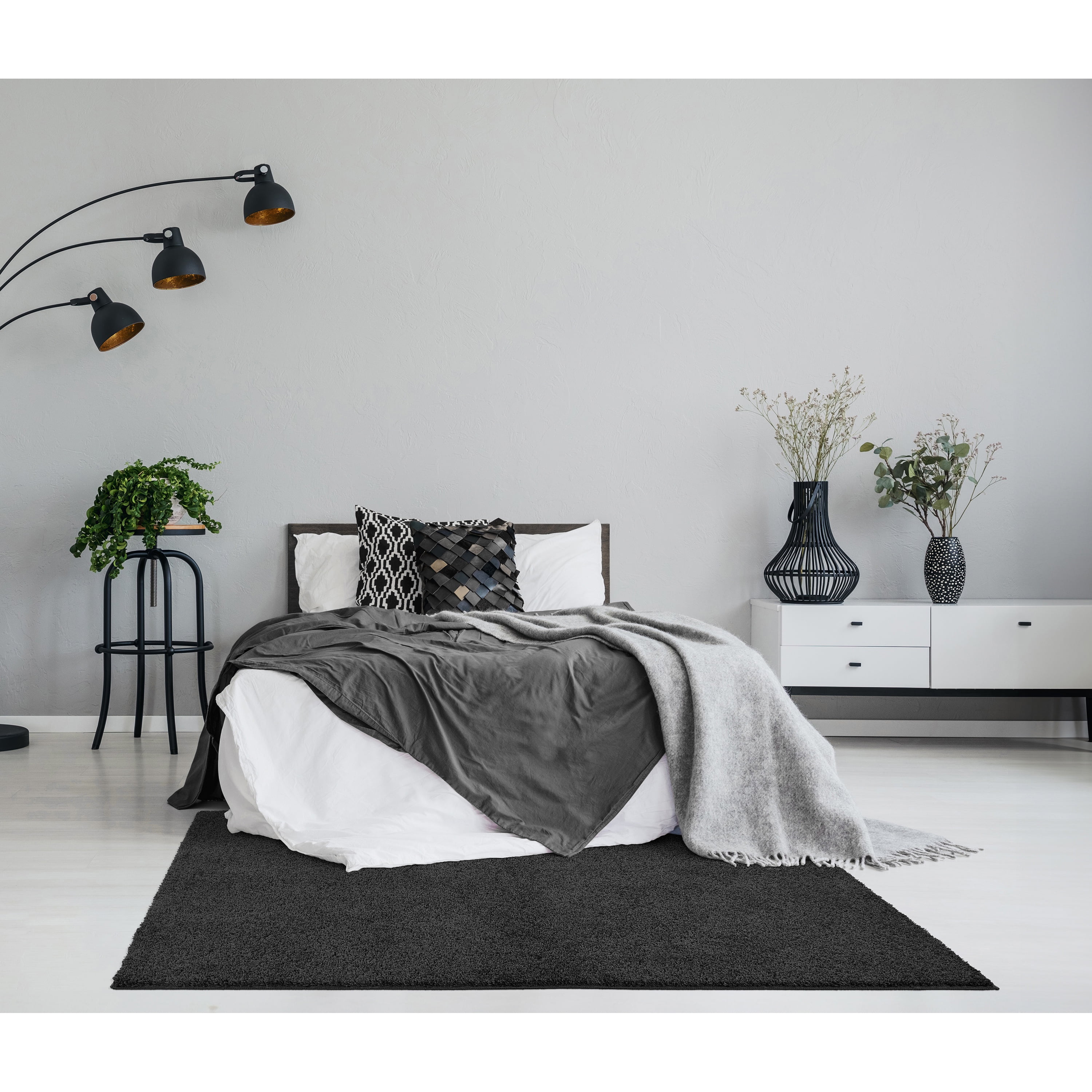 Garland Rug Skyline Shag Black Indoor Area Rug, 6' x 9'