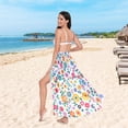 thumbnail image 5 of Women's Beach Swimsuit Cover Ups Bathing Suit Coverups Bikini Wrap Dress for Swimwear Small Colorful Flowers, 5 of 7