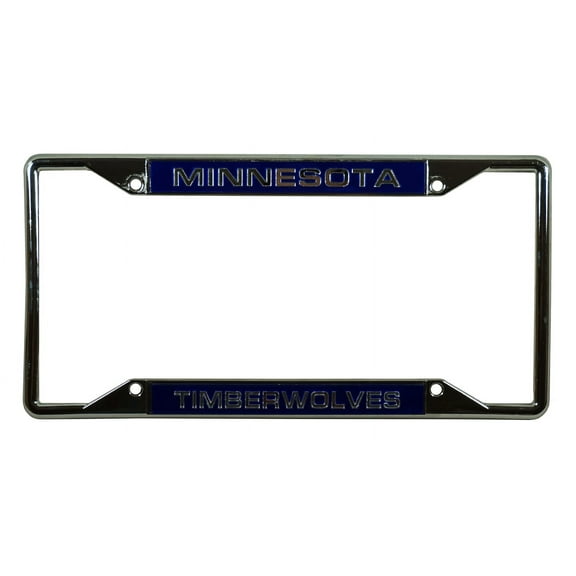Minnesota Basketball Timberwolves EZ View Chrome Metal Laser Cut License Plate Frame