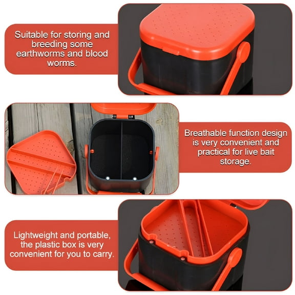 ACDANC Worm Box Worms Container Fishing Tool Motorcycle Hat Holder for Travel Plastic Bait Bucket Case