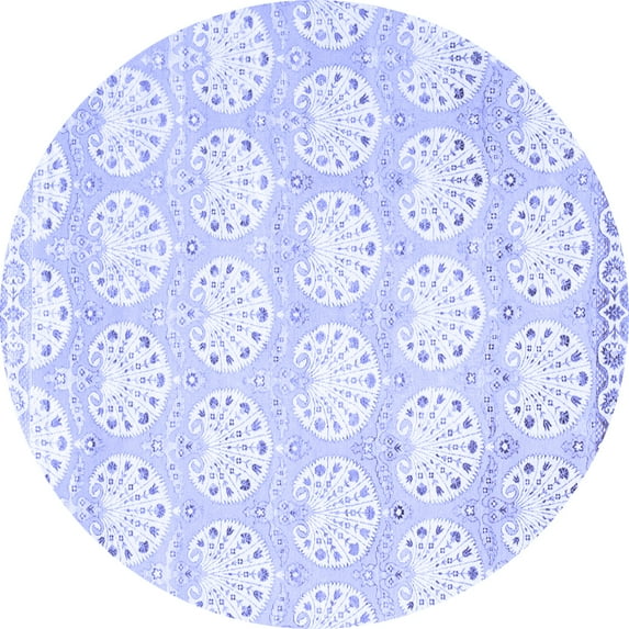 Ahgly Company Machine Washable Indoor Round Abstract Blue Contemporary Area Rugs, 4' Round