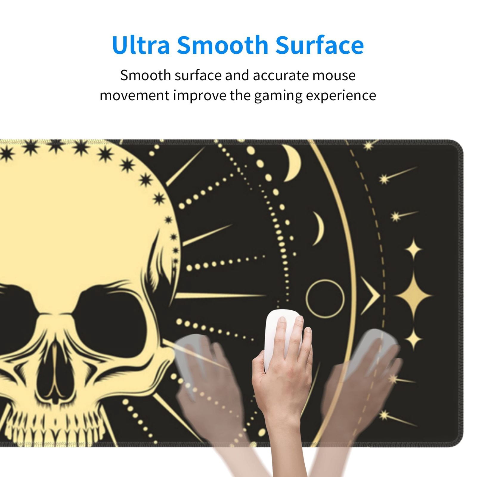 Skull Magic Moon Phases Vintage Mouse Pad Extended Large Gaming Mousepad Non-Slip Rubber Big Keyboard Desk Mat 31.5 X 11.8 Inch