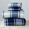 thumbnail image 3 of Soft Polar Fleece Plaid Sheet Set, 4-Piece King Size Sheets, Plaid Navy, 3 of 5