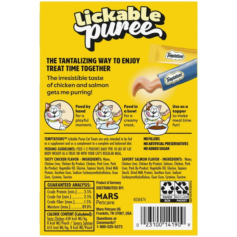 Temptations Creamy Puree Lickable Treats For Cats, Variety Pack