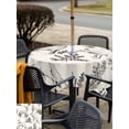 thumbnail image 5 of Outdoor Tablecloth with Umbrella Hole for Patio/Picnic/Party/Camping, Vintage Elk Fox Waterproof Table Cloth Square Cover Washable, Rustic Beige Simple Drawn Grass (60"x 60"), 5 of 8